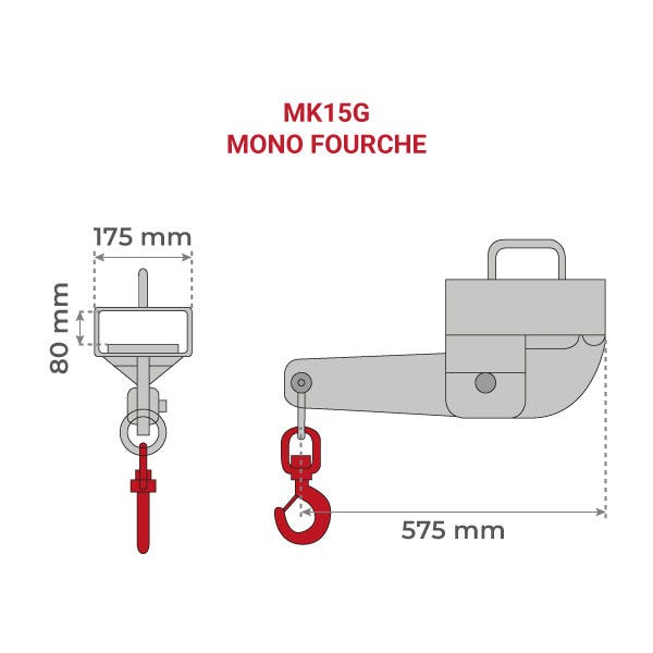 Potence galvanisée monobloc pour chariot élévateur - Capacité 1500kg - MK15G 1