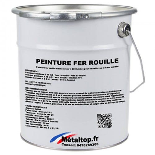 Peinture Fer Rouille - Metaltop - Gris signalisation B - RAL 7043 - Pot 1L 0