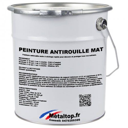 Peinture Antirouille Mat - Metaltop - Vert bouteille - RAL 6007 - Pot 5L 0