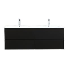 Meuble double vasque 120cm avec plan céramique SORRENTO Noir 4