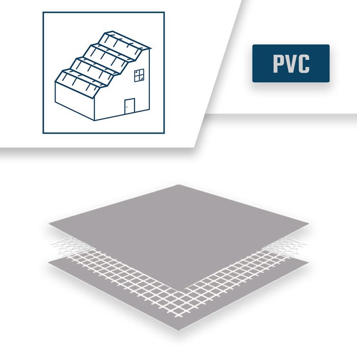 Bâche Toiture 8x9 m Grise - Qualité 10 ans TECPLAST - XP640TO - Bâche d'étanchéité pour Couvreur et Charpentier - Made in France 4