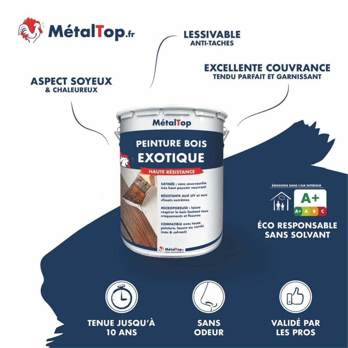 Peinture Bois Exotique - Metaltop - Jaune olive - RAL 1020 - Pot 15L 3