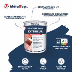 Peinture Bois Exterieur - Metaltop - Rouge oriental - RAL 3031 - Pot 5L 3