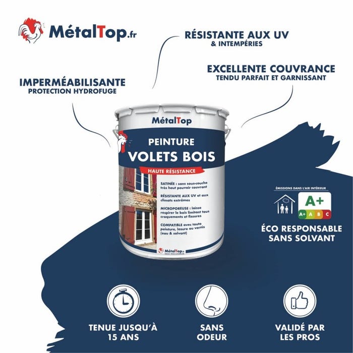 Peinture Volets Bois - Metaltop - Blanc crème - RAL 9001 - Pot 5L 3