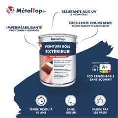 Peinture Bois Exterieur - Metaltop - Rouge oxyde - RAL 3009 - Pot 15L 3