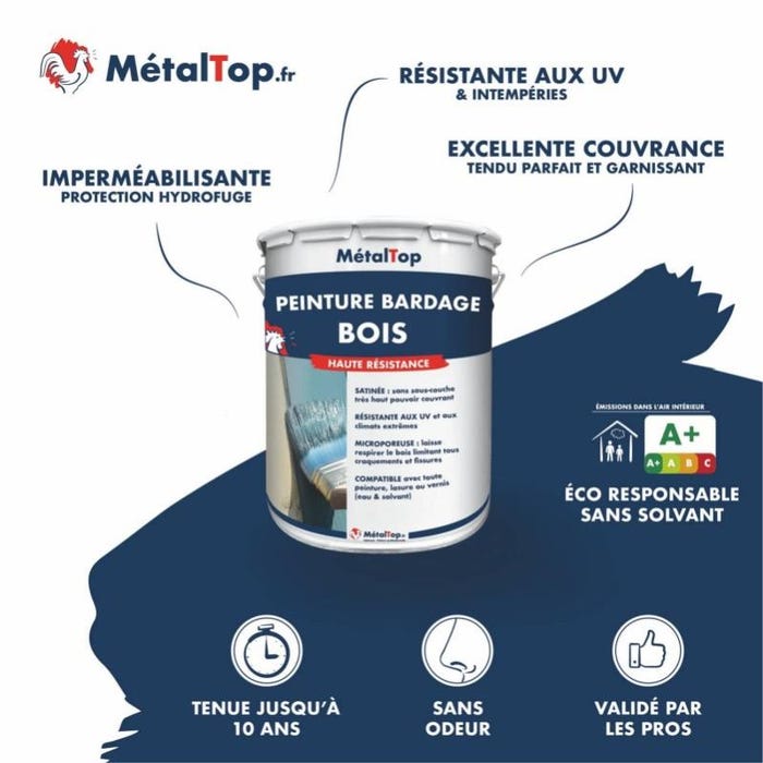 Peinture Bardage Bois - Metaltop - Brun rouge - RAL 8012 - Pot 5L 3
