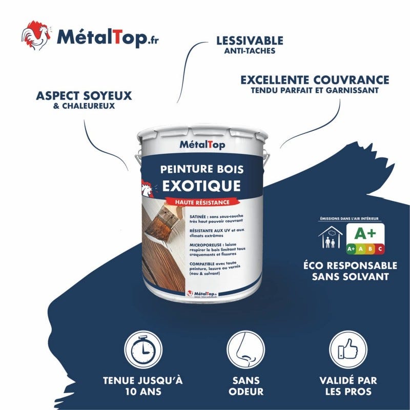 Peinture Bois Exotique - Metaltop - Gris poussière - RAL 7037 - Pot 15L 2