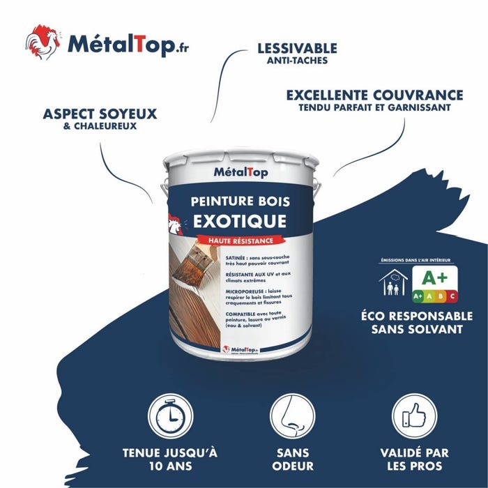 Peinture Bois Exotique - Metaltop - Gris pierre - RAL 7030 - Pot 15L 2