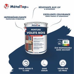 Peinture Volets Bois - Metaltop - Bleu acier - RAL 5011 - Pot 5L 3