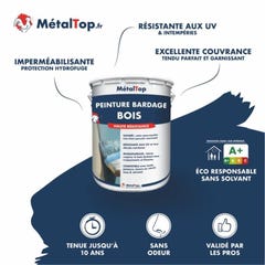 Peinture Bardage Bois - Metaltop - Blanc de sécurité - RAL 9003 - Pot 15L 3