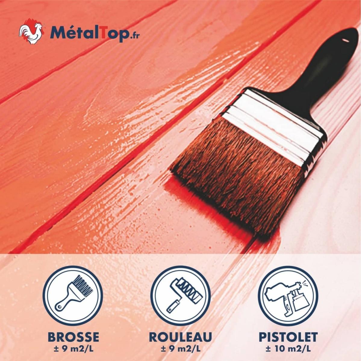 Peinture Bois Exterieur - Metaltop - Rouge carmin - RAL 3002 - Bombe 400mL 2