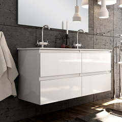 Meuble de salle de bain 120cm double vasque - 4 tiroirs - sans miroir - BALEA - blanc 0