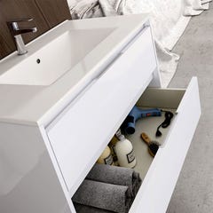 Meuble de salle de bain 120cm double vasque - 6 tiroirs - sans miroir - TIRIS 3C - blanc 1