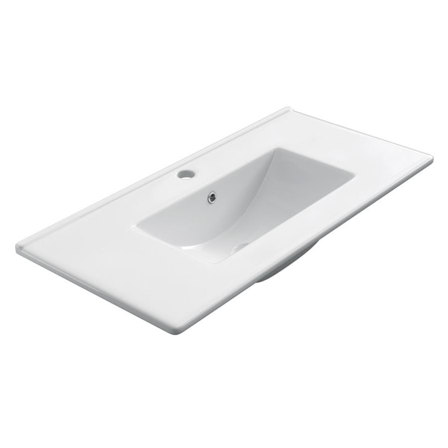 Meuble de salle de bain 80cm simple vasque - 2 tiroirs - sans miroir - ALBA - blanc/roble 3