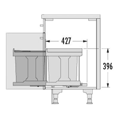 Poubelle de cuisine encastrable sous évier 20L Hailo Big-Box