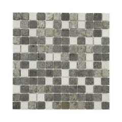 Mosaïque mixte résine & pierre 30 x 30 cm - carreau 2,5 x 2,5 cm mixte pierre résine blanc 0