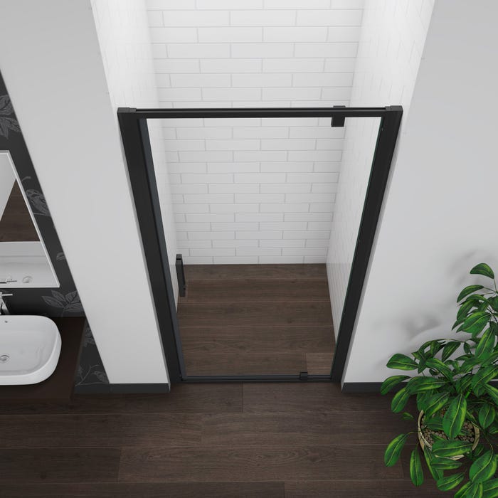 AICA porte de douche noire 90x185cm porte de douche pivotante à 180° en 6mm verre de sécurité Installation en niche 3