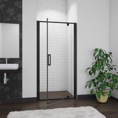 AICA porte de douche noire 90x185cm porte de douche pivotante à 180° en 6mm verre de sécurité Installation en niche 1