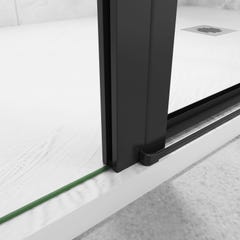 AICA porte de douche pivotante 110x200cm avec un élément fixe Profilé noir mat Porte de douche Hauteur 200cm en verre anticalcaire 4