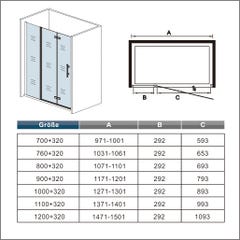 AICA porte de douche pivotante 150x185cm en 6mm verre anticalcaire porte de douche pliante avec un élément fixe 4