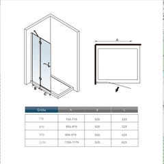 AICA Paroi de douche pivotante 87cm en verre anticalcaire paroi de douche hauteur 190cm, porte-serviette 4