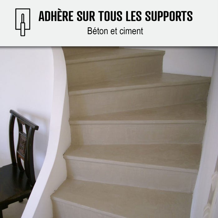 Béton Ciré Escalier - Complet primaire et vernis de finition - En neuf ou rénovation Griset Gris Clair - 10 m² (en 2 couches) - ARCANE INDUSTRIES 7