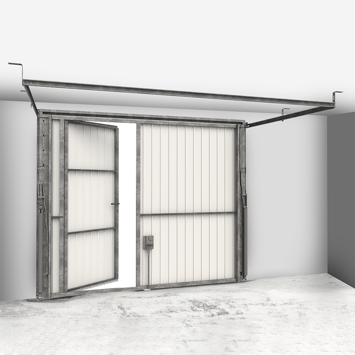 Porte de garage basculante manuelle META débordante avec portillon - H200 x l.240 cm blanc 3