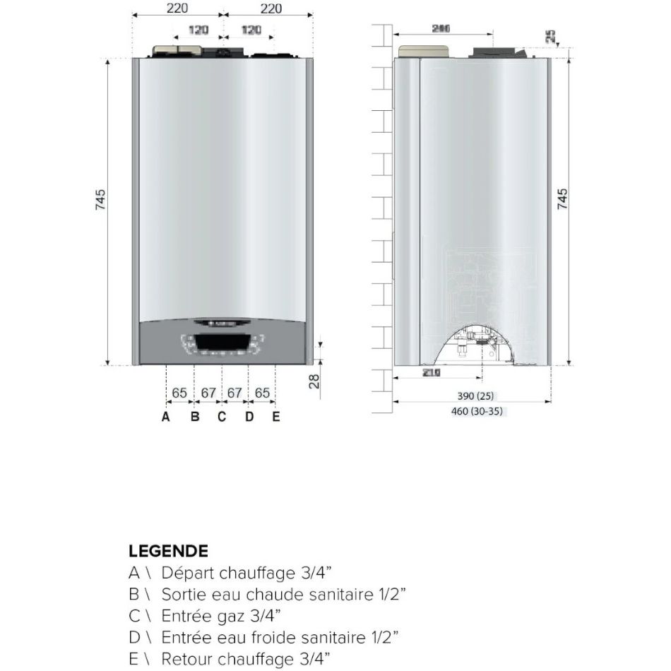 Chaudière Murale Gaz Condensation CLAS B ONE PLUS 30kW - ARISTON ...