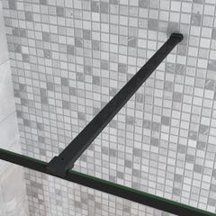 AICA Paroi de douche noire 120+40x200cm style modèle en verre trempé avec un retour pivotant 40cm et une barre de fixation en 90cm 3