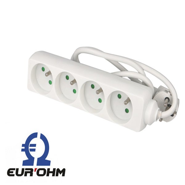 Multiprise 4 prises avec câble 1m sans interrupteur Eur'ohm ❘ Bricoman