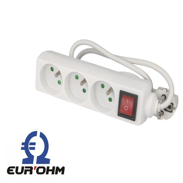 Multiprise 3 prises avec câble 1m avec interrupteur Eur'ohm ❘ Bricoman