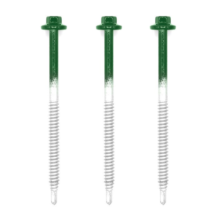 50 Kits de Fixation Sommet d'Onde pour Tôle Elda® 6.3 x 100 mm (support bois) | Vert | RAL 6005 2