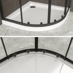 TIBYBLACK Cabine porte de douche coulissante H 190 cm 1/4 de cercle noir verre transparent 100 x 100 cm (sans receveur) 4