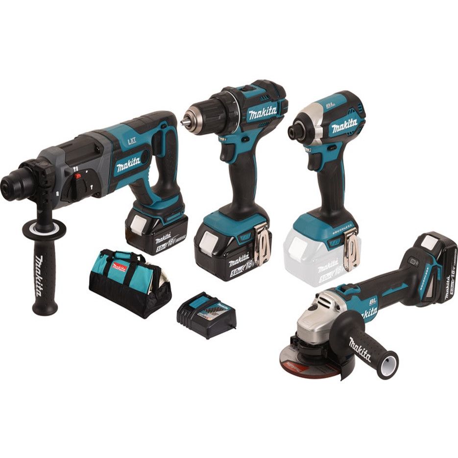 Pack Makita Power PRO 6 outils 18V: DDF458 + DGA504 + DTD152 +