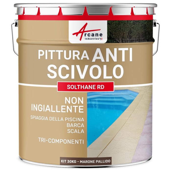 Peinture antidérapante pour sol extérieur - SOLTHANE RD Brun Pale - RAL 8025 - 30 kg - ARCANE INDUSTRIES 1