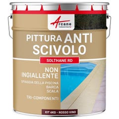 Peinture antidérapante pour sol extérieur - SOLTHANE RD Rouge Vin - RAL 3005 - 6 kg - ARCANE INDUSTRIES 1