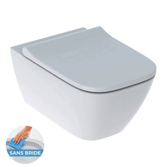 Pack WC Bati-support Geberit Duofix extra-plat + WC sans bride Geberit Smyle + Abattant softclose + Plaque blanche 2