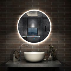 AICA Miroir de salle bain Rond LED, Lumière Blanc du jour 6000K Ø 60cm Type A 1