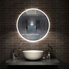 AICA Miroir de salle bain Rond LED, Lumière Blanc du jour 6000K Ø 60cm Type A 3