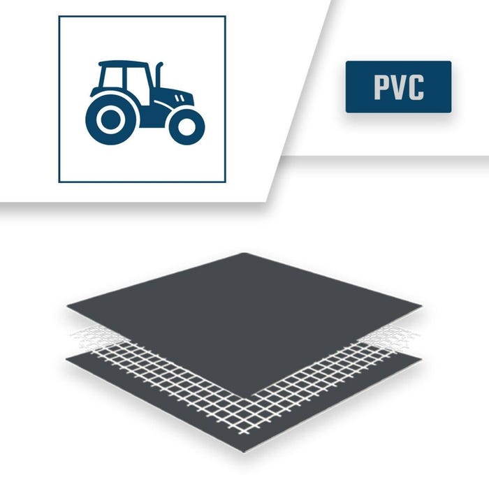 Bâche Agricole 3x5 m Gris anthracite - Qualité 5 ans TECPLAST - LP506AG - Bâche PVC étanche de protection pour Matériel agricole 3