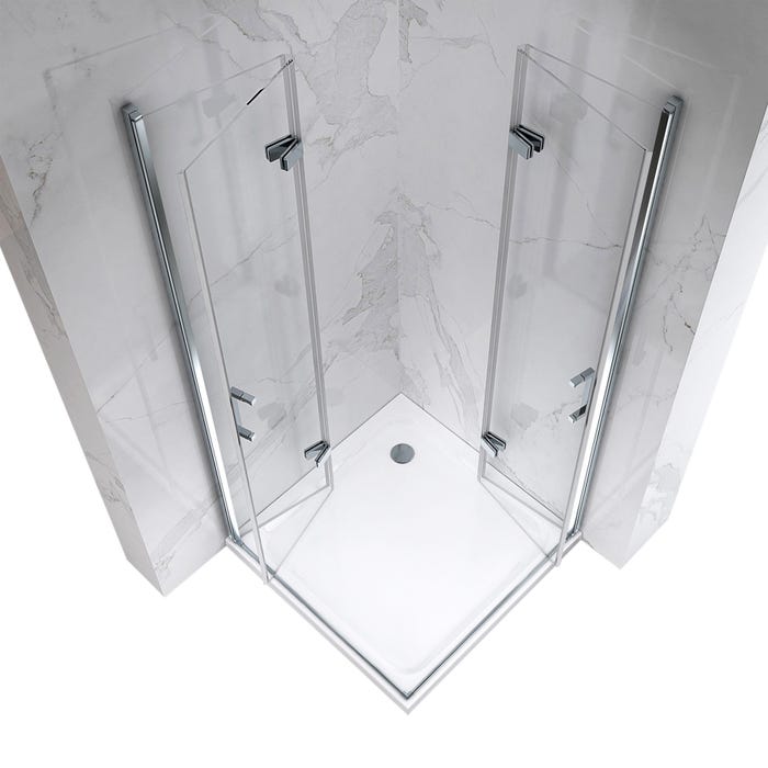 ATÉA Cabine de douche H 190 cm, 2 portes pliantes et pivotantes - verre transparent 100 x 120 cm 2