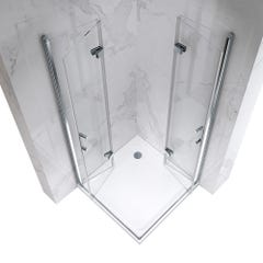 ATÉA Cabine de douche H 190 cm, 2 portes pliantes et pivotantes - verre transparent 80 x 110 cm 2