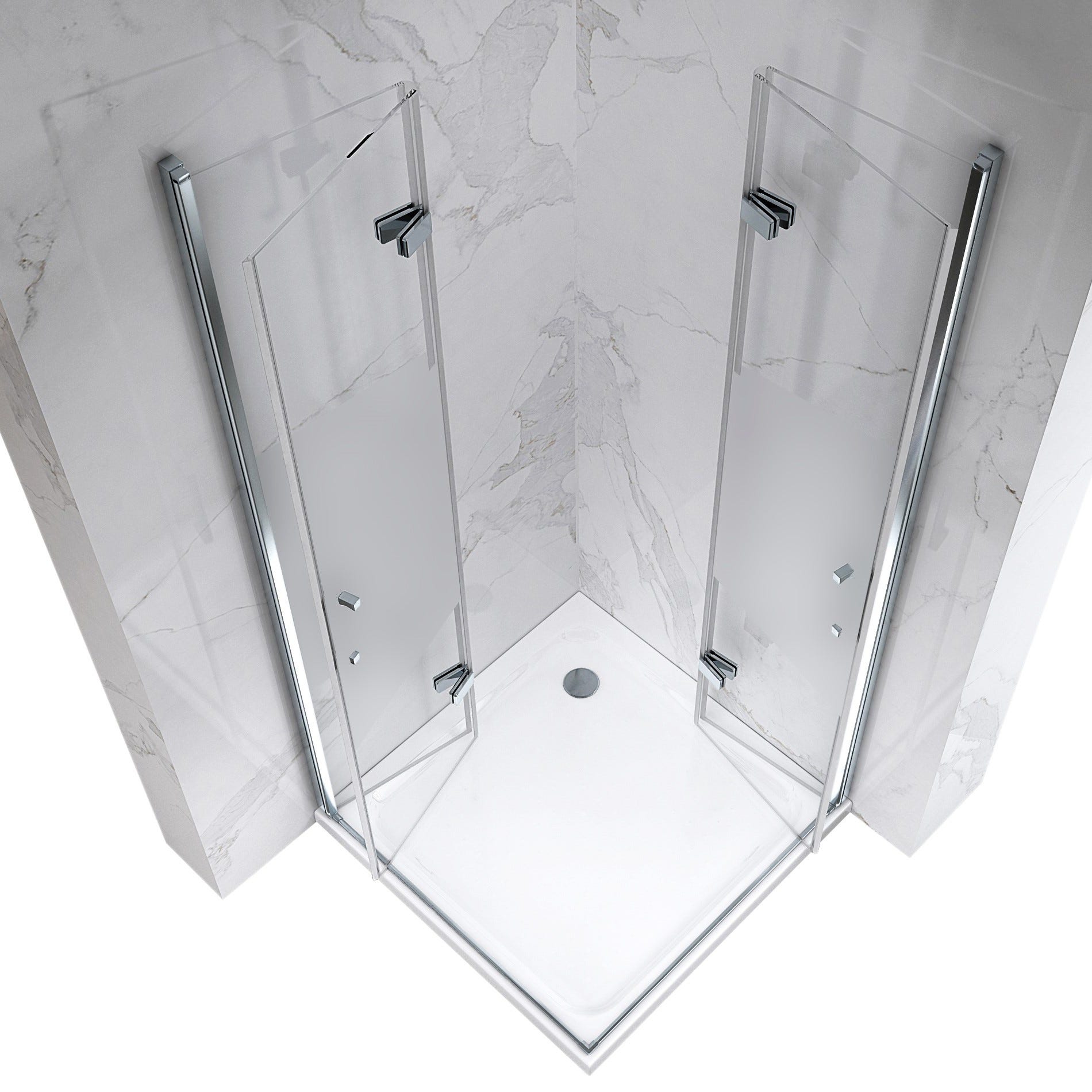 ATÉA Cabine de douche H 180 cm, 2 portes pliantes et pivotantes - verre semi-opaque 95 x 80 cm 2