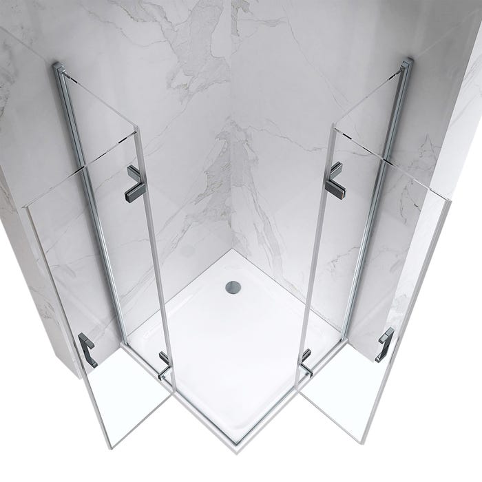 ATÉA Cabine de douche d'angle H 180 cm, 2 portes pliantes et pivotantes - verre transparent 75 x 85 cm 1