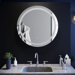 SIRHONA Miroir Rond Salle de Bain Lumineuse LED 70x70cm Tactile Miroir de Maquillage, antipoussière et Anti-buée, lumière Blanche 1