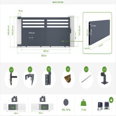 Pack portail coulissant électrique 3,7m NEVIS 370C160 + TANKER C600 1