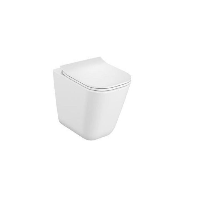 WC suspendu carré en céramique 35 x 54 x 40 cm blanc, et abattant à fermeture amortie ultraslim 0