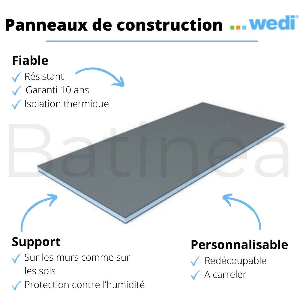 Pack 4 panneaux de construction Wedi 125 x 60 x 0,4 cm 4