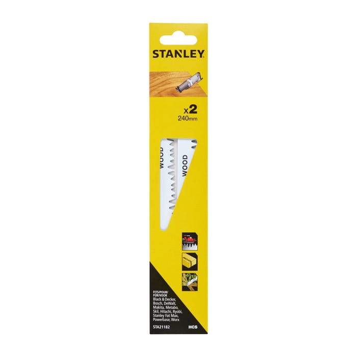 Stanley 2 Lames de scie sabre HCS 240mm STA21182-XJ 1