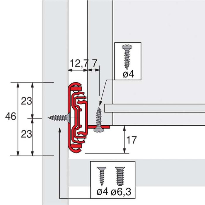 Coulisses à billes ka 4532 am push to open - Longueur : 450 mm - Profondeur intérieur de caisson mini : 454 mm - HETTIC 2